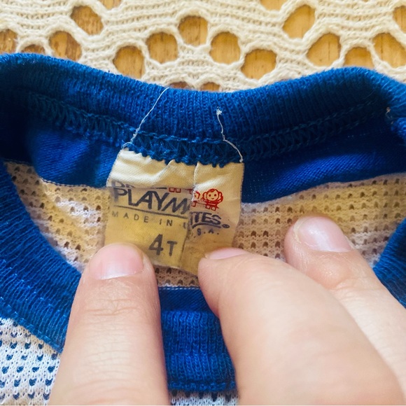 Pixie Playmates Childs Blue & White Tank Vintage 80s Size 4T. - Picture 2 of 5